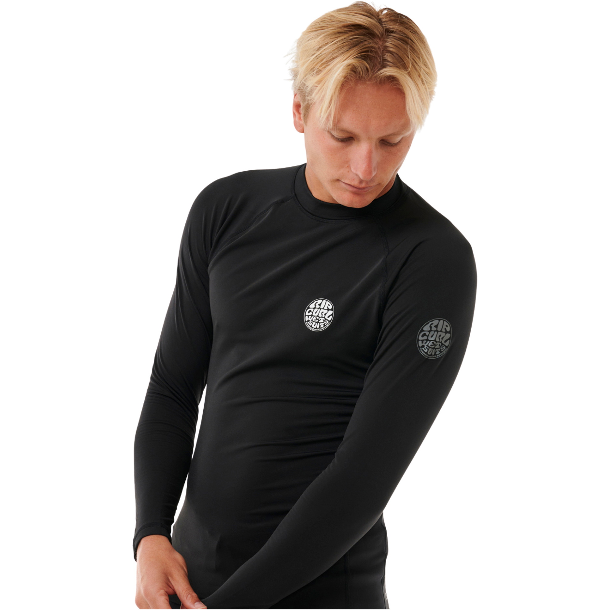 2026 Rip Curl Mens Icons UPF Brushed Long Sleeve Rash Vest 196MRV - Black